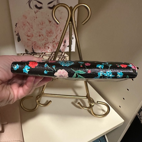Kate Spade Stacy Cameron Street Jardin Slim Bifold Black Multi Floral Wallet EUC - Picture 6 of 13